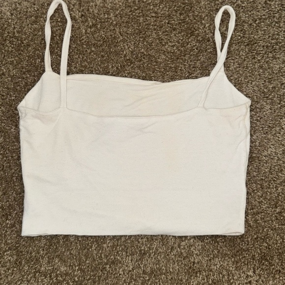 NAKED WARDROBE SOLID VIBES WHITE CROP TANK W GOLD DIOR NOT WAR METALLIC LOGO L - Picture 2 of 8